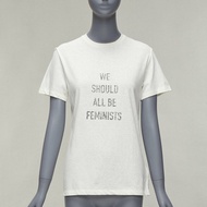 DIOR We Should All Be Feminists reversed print ecru cotton linen tshirt XS