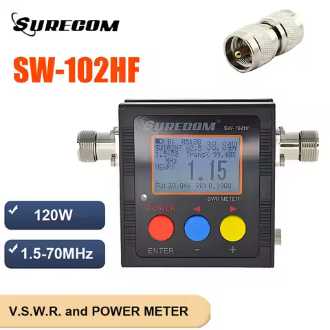New Surecom SW-102HF Watt Meter 1.5-70MHz 120W Power & S.W.R. Meter for CB Radio HF Transceiver