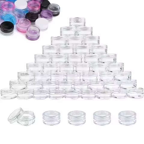 10pcs Make Up Jar Cosmetic Sample Empty Container Plastic Round Lid Small Bottle Eyeshadow Cream Tra