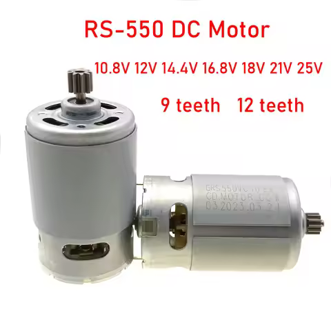 RS550 9 Teeth 12 Teeth DC ELectric Motor 10.8V/12V/14.4V/16.8V/18V/21V/25V Screwdriver Drill Motor w