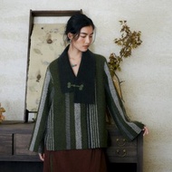 【藏地風華】新中式復古藏風 條紋毛外套