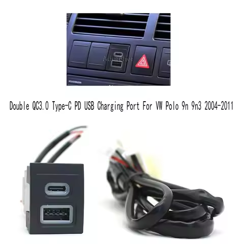 SP-QW12V/24V Car Phone Charger Socket Double QC3.0 Type-C PD USB Charging Port Power Adapter for VW 