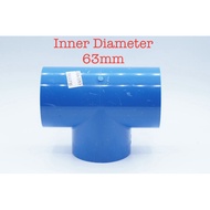 Blue Fitting T Tee Inner Diameter 63mm 63 mm for PVC Pipe 2-1/4 Hydroponic Tee Connector Joint Pipe 