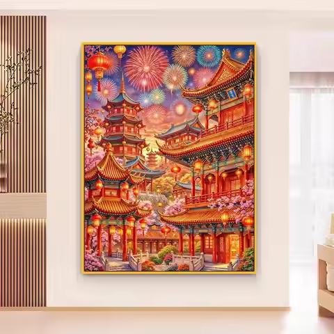 9ct 100x75cm New Year Embroidery DIY Printed Kits Cross Stitch Needlework Set Home Decor Crafts