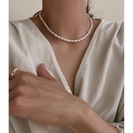 Large grain real pearl necklace - Freshwater rice pearl