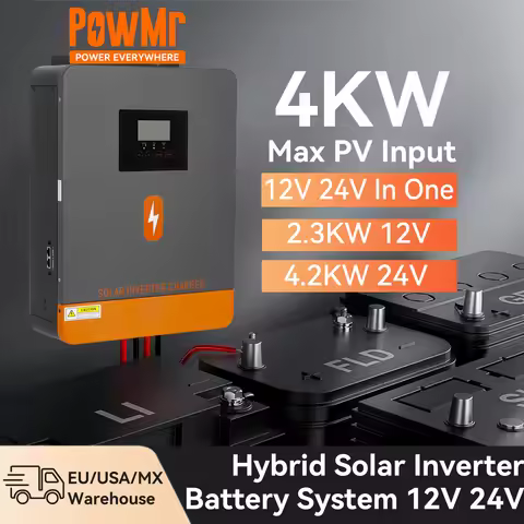 PowMr Dual Battery System Hybrid Solar Inverter 12V 24V MPPT 100A 2.3KW 4.2KW Off Grid Max PV Input 
