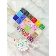 DIY One Pack of 24 Color Sand Beads (glass beads) Free Elastic String