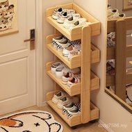 Household Simple Narrow Small Solid Wood Shelf Multi-Layer 2025 Entry New Style Indoor Door Door Sho