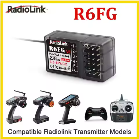 Radiolink RC Receiver R6FG 6 Channel 2.4G HV Servo RX with Gyro for RC Car Boat RC8X/RC6GS/RC4GS/T8F
