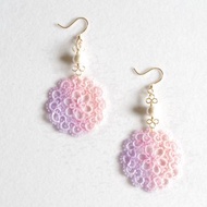 手工染色梭織花邊和棉質珍珠耳针, Akebono