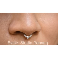F136 Titanium Cubic Zirconia Septum Daith Piercing Jewellery 16G 8mm 1 piece