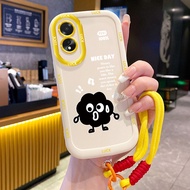 Case For OPPO A18 A38 Small Coal Phone Silicone Shockproof Strap