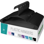 NEATERIZE Clothes Hangers 50 Pack Black - Plastic Hangers - Ganchos Colgar Ropa