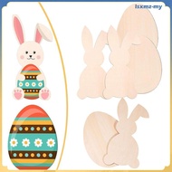 [LsxmzMY] 6x Easter Bunny & Egg Wooden Pendants for Painting, DIY Crafts, Classroom, Easter Decorati