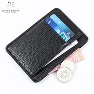 Sby Lelaki Pemegang Kad Pu Kulit 6 Slot Kad Ultra-Nipis Lichee Corak Wallet