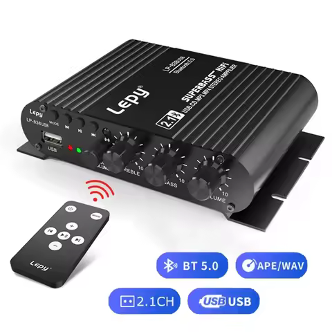 LEPY LP-838USB Bluetooth 5.0 Amplifier 2.1 3 Channel Super Bass Support USB Lossless Music Play With