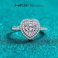 F-OPLUS | D-color 1ct Heart-shaped Real Moissanite Ring 925 Silver Promise Ring with Box,Engagement 