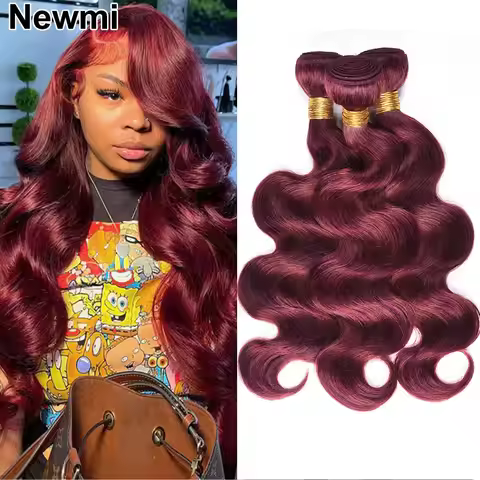 99j# Burgundy Red Body Wave Bundles Human Hair 32 Inch 1/3/4pcs Wine Red Human Hair Weave Bundles fa