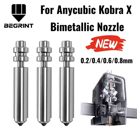 For Anycubic Kobra X Bimetallic Hotend Nozzles Print Head Assembly With 0.2/0.4/0.6/0.8mm for Anycub