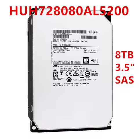 New Original HDD For Hgst 8TB SAS 3.5" 7200RPM For Internal HDD For Enterprise Class HDD For HUH7280
