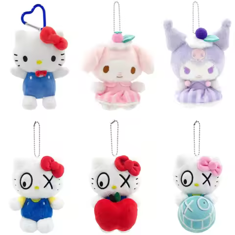 Genuine Sanrio Characters Plush Dolls Pendant Stuffed Animals Bag Hangings Plush Keychains Christmas