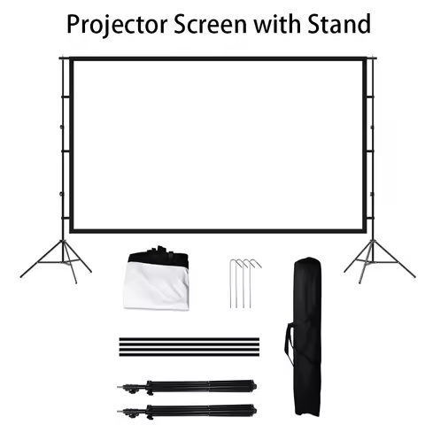 Projector Screen with Stand 100/120in Portable Projection Screen 16:9 4K HD Rear Front Projections M
