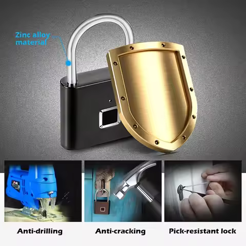 KEBETEME Keyless USB Charging Fingerprint Lock Smart Padlock Waterproof Door Lock 0.2sec Unlock Port