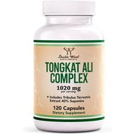 Double Wood Tongkat Ali Extract 120 Capsules 200 to 1 for Men (Longjack) Eurycoma Longifolia, 1020mg per Serving, Men's Health Support 20mg Tribulus Terrestris (Third Party Tested)