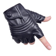 Fingerless PU Leather Driving Black Gloves for Men Half Finger Biker Sport Gloves