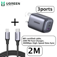 UGREEN GaN 65W Charger Foldable 2C1A 3 Ports PD4.0 SCP QC3.0 Type C Charger Fast Charging compatible