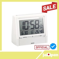 【Direct From Japan】Seiko Clock Alarm Clock TALK LINER TALK LINER Voice Alarm Voice Alarm Bilingual Switching Calendar Temperature Humidity Display Radio Wave Digital White Pearl DA206W SEIKO