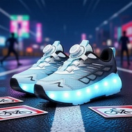 Kids Heelys Roller Skate Sneakers with USB Rechargeable LED Lights - Trendy Street Style, Cool Gift 
