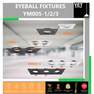 Yetplus GU10 Eyeball Fixtures YM005-1/2/3 Black or White  1/2/3heads Round Square With GU10 Holder