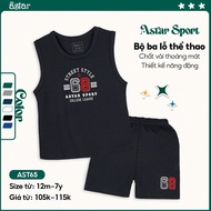 Bộ quần áo ba lỗ thể thao Astar chất vải poly cool mát mẻ thoáng khí cho bé từ 12 tháng đến 7 tuổi