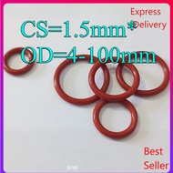 Red silicone O-ring sealing ring CS1.5mm*OD4-100mm waterproof ring high temperature resistant sealin