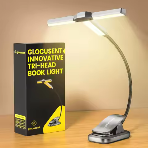 Tri-Head Book Light for Reading at Night, 1000mAh Rechargeable Reading Light with 30-Min Timer,3 Col