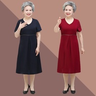 Middle-aged Elderly Women Summer Dress Grandma Short-Sleeved Dress Loose Elderly 60 Years Old 70 Mot