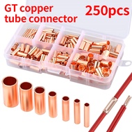 250Pcs GT Small Copper Tube Connecting Tube Wire Connector Terminal To Connecting Tube Terminal Conn