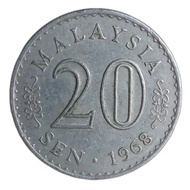 Koleksi Koin Malaysia Lama 20 sen tahun 1968 seri gedung K-4233