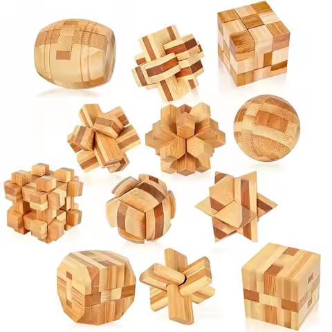 NEW 4.5CM Lu Ban Lock Puzzle Bamboo Unlock Interlock Brain Teaser Toys IQ and Logic Test Educational