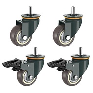 Caster Wheels4 PCS Wheels with Brake Universal 360° Swivel Nature Trolley Replacements 3 Inch