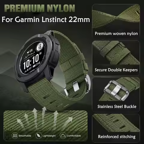 Nylon Band for Garmin Instinct Watch Rugged Nylon Replacement Strap for Instinct 2 Instinct3 45mm Co