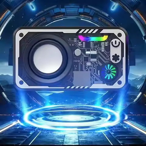 RGB Light Transparent Mecha Speaker Double Bass Diaphragm Sound Light Rhythm Mini Portable Speaker B