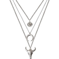Boho Layered Necklaces Western for Women Cowgirl Necklaces Evil Eye Moon Bull Head Turquoise Necklac