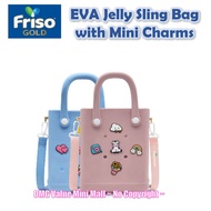 [Friso] 2 in 1 EVA Rubber Jelly Bag with Mini Charms - Waterproof Creative Candy Color Non-slip Tote
