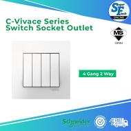 Schneider Electric C-Vivace Series Switch Sockets White 13A USB/4 Gang 2 Way/ 20A 1 Gang 2 Way / 20A