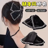 Bow Hair Clip Female Large Feel Back Head Hepburn Style Shark Clip Grab Clip 2025 New Style Headdres