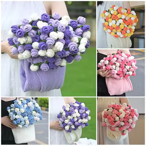 Rose Bouquet Blanket Hand Made Bouquet Nap Blankets Sofa Cover Finished Bouquet Blanket Couple Gift 