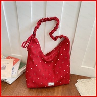 GG3 Large capacity tote bag Korean style wave point pleated shoulder bag stylish versatile bag GG3