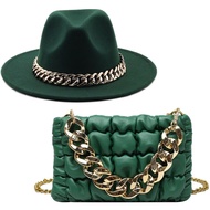 Purse Fedora Hat with Gold Acrylic Chain - Stylish Female Accessory